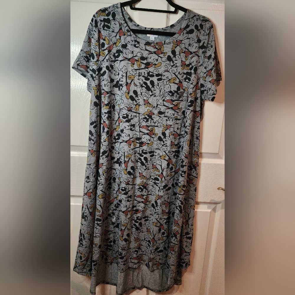LulaRoe Gray Mickey Mouse Print Dress Size 2x